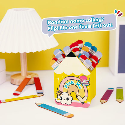 Flip Name Sticks with Wooden Pencil Box, 36Pcs Talking Sticks for Classroom Management Tools, Teacher Essentials Student Educational and Learning Activities Equity Sticks for Classroom Must Haves
