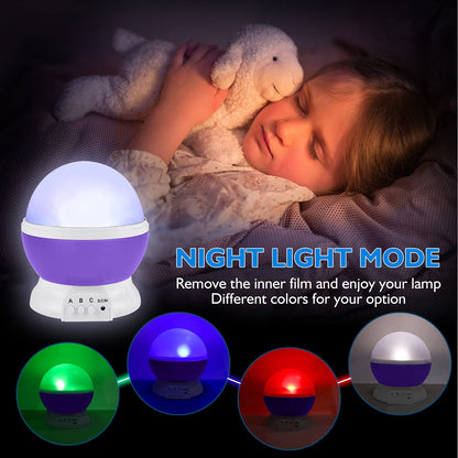 Night Light for Kids, Kids Night Light Nebula 360 Degree Rotation - 4 LED Bulbs 12 Light Color Star Projector Changing with USB Cable, Romantic Gifts for Men Women Children