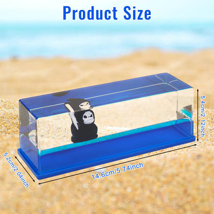 Grim Reaper Decor Ghost Face Toys, Unsinkable Ship Boat in a Bottle Box, Boat Merch Acrylic Ship Fluid Drift Bottle Decorations Desk Ornament Decor for Fans Boys Girls Gifts (Black)