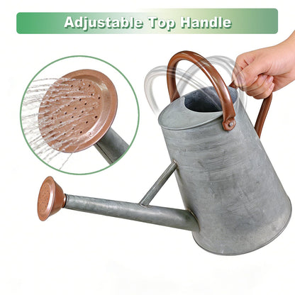 Watering Can for Outdoor&Indoor Plants，1.5 Gallon（5.7L） Metal Watering Can with with Removable Spout，Large Galvanized Steel Garden Flower Water Can Watering Pot with 2 Handles，Rustic Silver