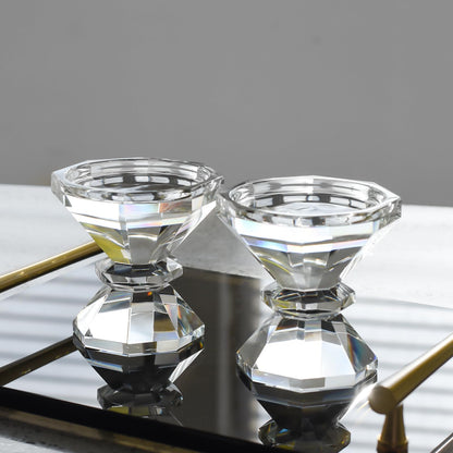 Marvala Crystal Candle Holders, Pillar Candlestick Set of 2, Modern Elegant Tall Crystal Candlesticks for Wedding Centerpieces, Christmas, Dining Table, Home, Party Decor