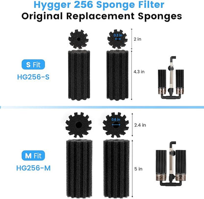 hygger Pack of 4 Replacement Sponges for Aquarium Vertical Stripes Double Sponge Filter (M)