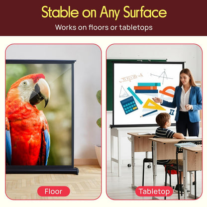 Pyle 50 Inches Projector Screen Portable Floor Standing Fold-Out Roll-Up Tripod Manual, Mobile Movie Screen, Home Theater Cinema Wedding Party Office Presentation, Quick Assembly - PRJTP53,White