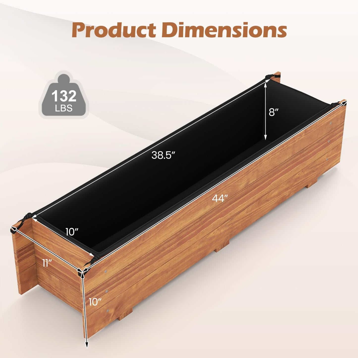 S AFSTAR Raised Garden Bed, 44" x 11" x 10" Wood Rectangle Planter Box with Drainage Holes, Water-Resistant Paint, Decorative Window Box, Outdoor Garden Bed for Fruit Vegetable Flower Herb, Orange