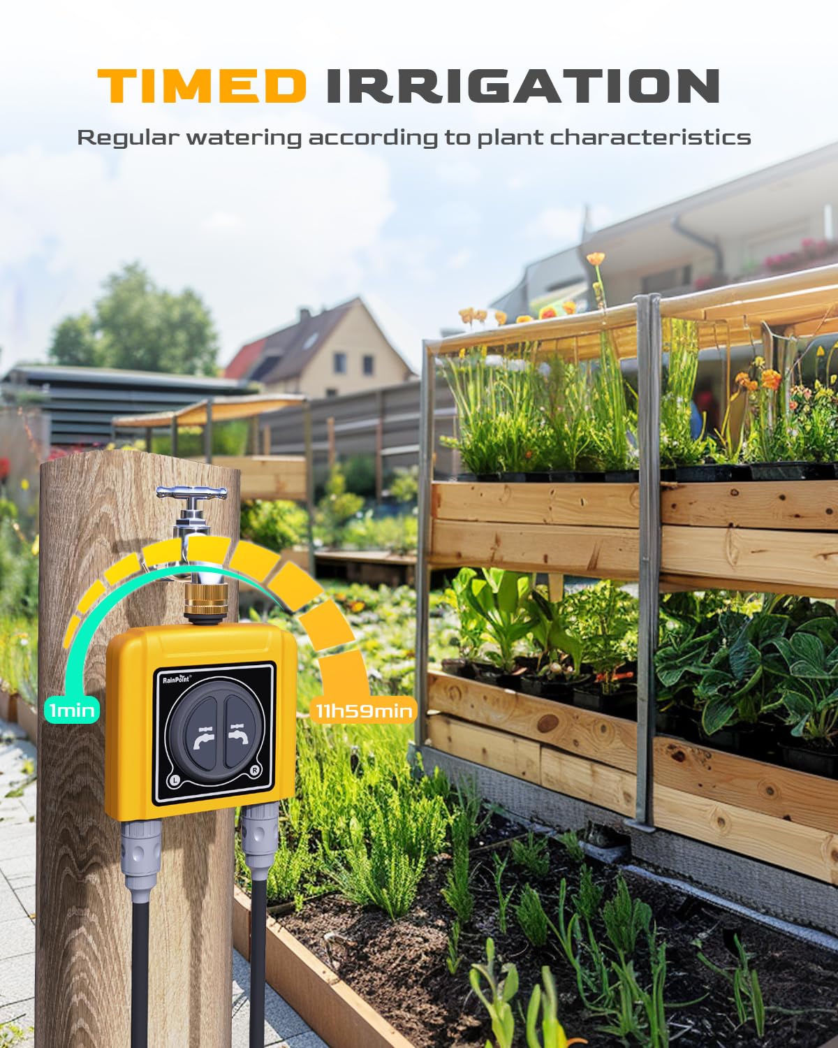 RAINPOINT WiFi Water Timer with Brass Inlet, 2 Outlets Sprinkler Timer,Automatic Irrigation System Controller, APP & Voice Control, Irrigation by Weather/Quantity/Soil Moisture