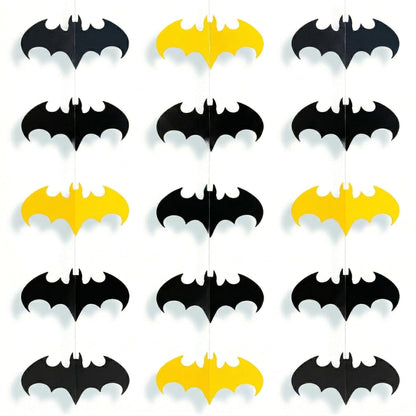 Cheerland Bat Birthday Decorations Black and Yellow Super Hero Birthday Party Supplies Bat Themed Streamers Photo Backdrop Hanging Paper Comic Book Superhero Garland Kids Party Supplies Decor 10 Pcs