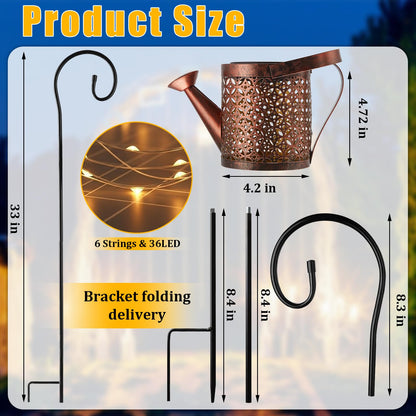 Honoson Solar Watering Can with Lights Waterproof Solar Outdoor Garden Decor Fairy Water Can Hanging Lantern Landscape Sprinkle Twinkle LED Decorative Gift for Women Yard Patio Pathway(Classic Style)