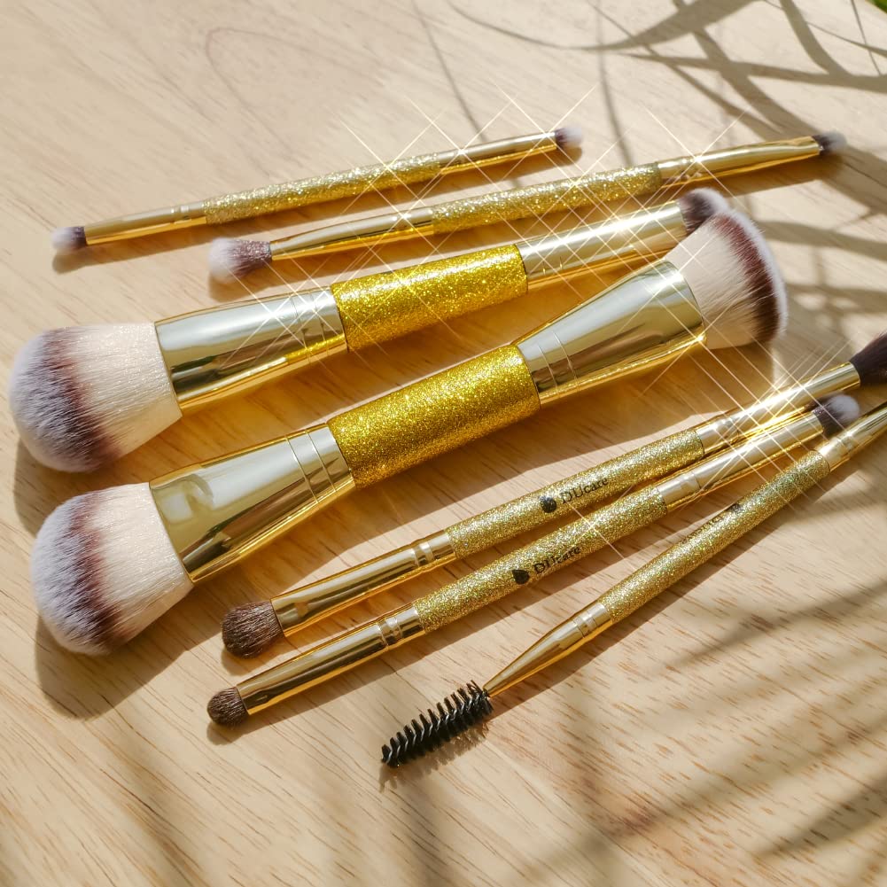 DUcare Foundation Brush Contour Bronzer Makeup Brush Double Ended Self Tanner Brush Sculpting Brush for Blending Liquid Powder Concealer Cream Cosmetics Blush Buffe