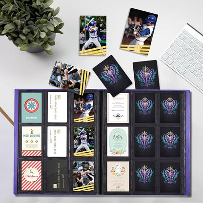 Card Binder, Upgraded 9 Pockets Trading Card Collection Binder for Cards, 360 Card Book Holder Album for Yugioh, MTG, TCG, Magic, Sports Cards - Purple