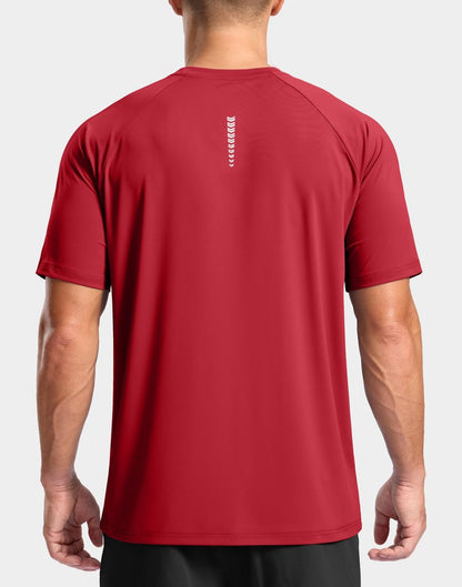 Men's Athletic Workout T-Shirts Moisture Wicking Cooling Running Shirts Short Sleeve Performance Tee for Gym Tennis(Red,M)