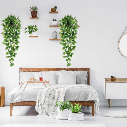 BLEUM CADE Fake Hanging Plants, 4pcs Artificial Pothos Vines Greenery for Wall Home Living Room Office Indoor Outdoor Decor (No Baskets)