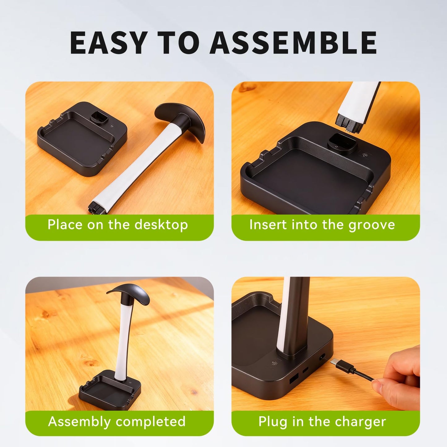 Tascaquin Headphone Stand with Charger,Gaming Headset stand with RGB Light Mode,For Airpod Max Stand,Desk Lamp,Phone Holder,Tablet Holder,desktop organizer,Gifts for Gamers & Music Lover(Black)
