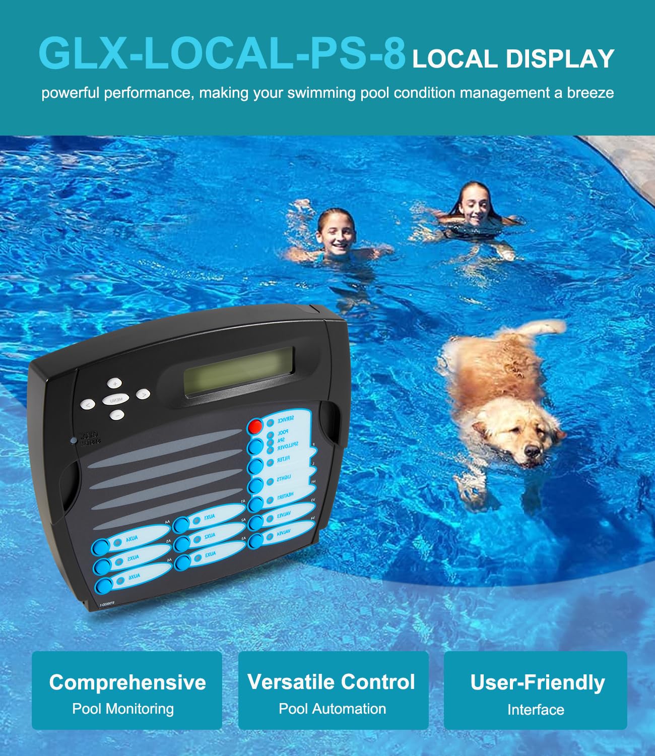 Yoursme GLX-Local-PS-8 Local Display Replacement for Hayward Goldline Aqua Logic & ProLogic Automation and Chlorination Systems - Fits Models AQL-PS-8-V, AQL-PS-8, PS-8 Pool Automation Display