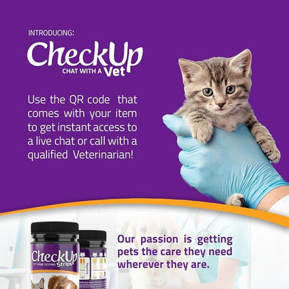 KIT4CAT CheckUp Cat and Dog UTI Urine Test Strips | 3 Parameters CheckUp in 1- a More Detailed Test of 3 UTI Related Markers - pH, Nitrite and Leukocytes Levels x50