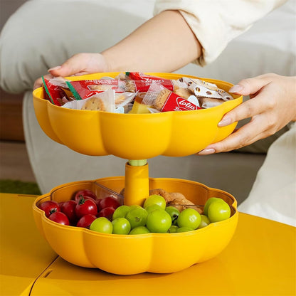 ATMEET Halloween Pumpkin Snackle Box Container Halloween Decorations Organizer Versatile Snack Storage 2 Tier Lazy Susan Divided Serving Tray