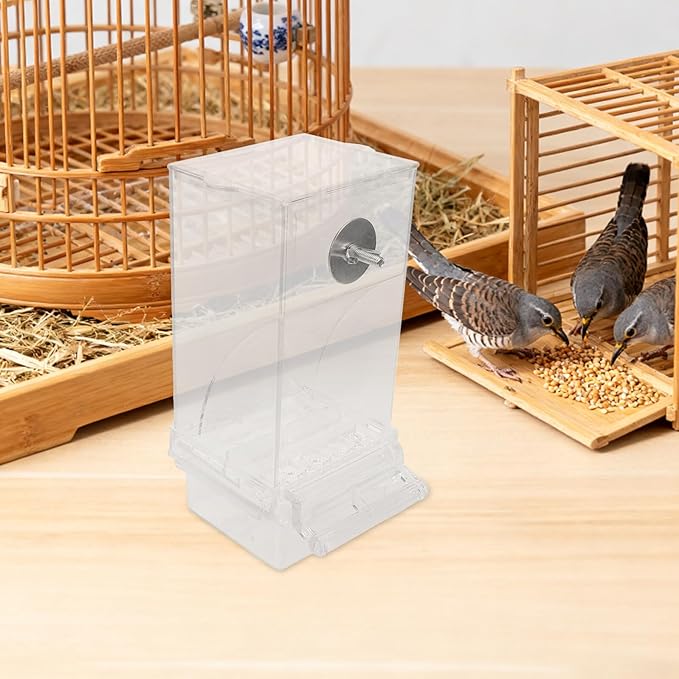 Milisten Bird Feeder Automatic No-Mess Parrot Seed Dispenser with Shell Separation for Small to Medium Birds Cage Use