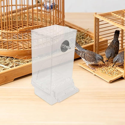 Milisten Bird Feeder Automatic No-Mess Parrot Seed Dispenser with Shell Separation for Small to Medium Birds Cage Use