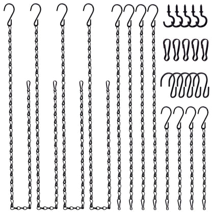 Swpeet 15Pcs Black 9.5 Inch Garden Plant Hangers Hanging Chain Assortment Kit, Garden Plant Hangers Hanging Basket Chains for Decorative