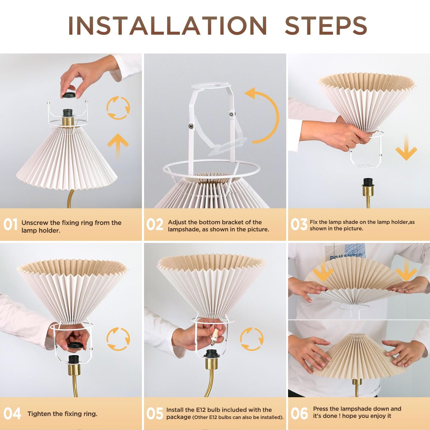 KUNJOULAM Small Pleated Table Lamp, Bedside Nightstand Lamp with Beige Lampshade, Morden Mini Lamp for Bedroom Home Office Decor, E12 Bulb Included