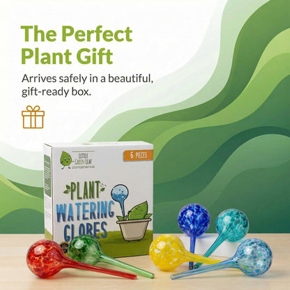 Little Green Leaf Automatic Plant Watering Globes Self Watering Planter Inserts (Set of 6) | Hands Free Multicolor Glass Bulbs | Planter Spikes to Support Indoor & Outdoor Plant Health (350ml)