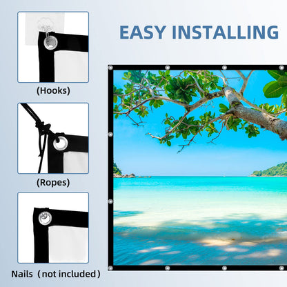 Projector Screen,HUANYINGBJB 4K 16:9 HD Rear Front Projector Screens Foldable Projection Screen Double-Sided Portable Outdoor Indoor Projectors Screen for Movie Night Home Theater (84 inches)
