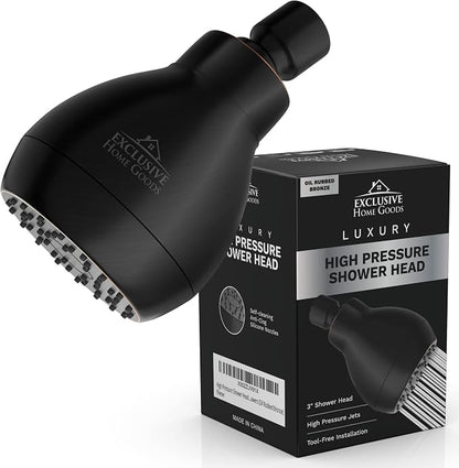 High Pressure Shower Head - Powerful Deluxe Bathroom Showerhead with Strong Spray Stream Universal Fit Works with High and Low Water Flow 1.8