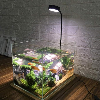 Full Spectrum LED Light with Bamboo Board Nano Fish Tank Light USB Powered 360 Degree Bettas Fish Tank Lights for Plant Growth(Size:S/17x18.5cm)