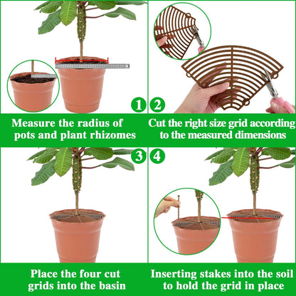 Srmayyi 11.8 Inch Plant Pot Grid,6 Pack Plant Pot Soil Covers Protectors with 48 Stakes,Cat Pet Digging Stopper for Indoor Outdoor