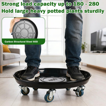 Planterhoma 3 Packs 18" Metal Plant Caddy with Wheels Extra-Large Rolling Plant Stand Heavy-Duty Plant Dolly with Casters Indoor Outdoor Wheeled Flower Pot Mover Rollers Garden Cart Trolley, Black