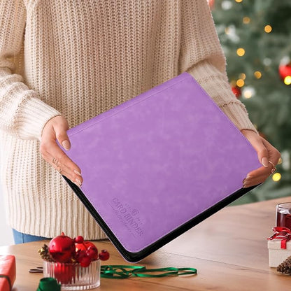 Toploader Binder,Toploader Hard Cases, 9-Pocket Pages Sleeves Hold up 288 Cards.Toploader Card Binder with Sleeves for “3×4” rigid，Card Holder(purple)