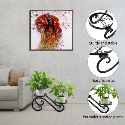 HLC Metal Plant Stand Flower Pot Holder Indoor Outdoor Plant Display Shelf Rack for Garden