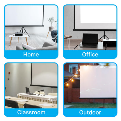 Projector Screen 84" with Floor Standing Portable Fold-Out Roll-Up Tripod Manual, Mobile Movie Screen, Home Theater Cinema Wedding Party Office Presentation, Quick Assembly