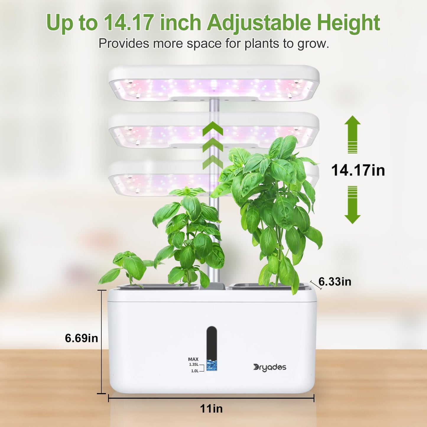DRYADES Indoor Garden System 19 Watt LED Growing Light Upgrade 2 Self-Watering Soil-Cultivated Growing Pots Gardening Gifts for Mom Plant Pot for Vegetables Herbs Tomato(No Seeds&Soil)
