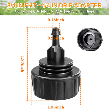 Gardrip 3/4 Inch Female Pipe Thread to 1/4 Inch Drip Irrigation Tubing Adapter: 6 Pieces 1/4 In. Barbed Drip Line x 3/4 In. Faucet PVC Adapter Connect 3/4" FHT Faucet