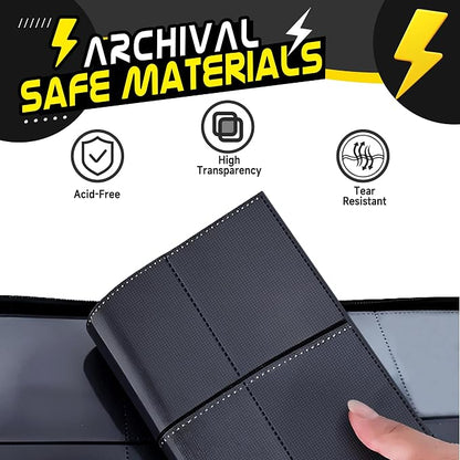 Trading Card Binder 4 Pocket,400 Pocket Card Collection Binder with 50 Removable Sleeves,PU Waterproof Top Card Book,3-Ring Zipper Collectible Trading Card Album for MTG/TCG/Card Holder Gift(Black)