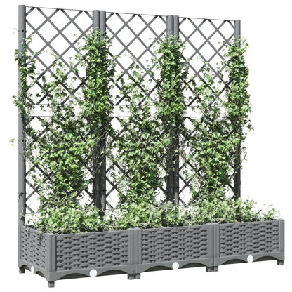 Logeirevo Plastic Garden Planter with Trellis, Outdoor Raised Garden Bed Free-Standing Trellis Planter Box for Vine Climbing Plants Flowers, Light Gray 47.2"x15.7"x47.8" PP,-1745
