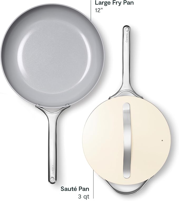 Caraway 12in Fry Pan + 10in (3qt) Saute Pan Duo Cream