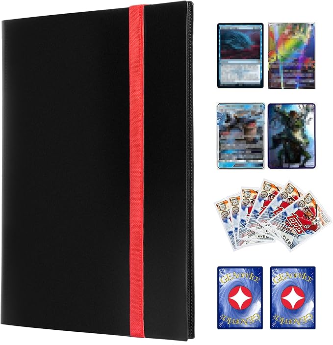 GEAoffice Card Binder, 9 Pockets Trading Card Album Folder, 360 Side Loading Pocket Binder for Sports&Game Cards, MTG and Other TCG, ATCs, Black