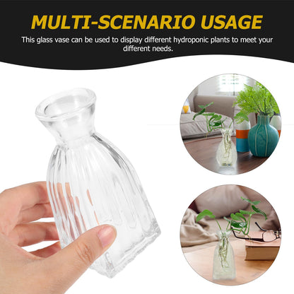Abaodam Creative Hydroponic Glass Vase Set 4pcs Small Desktop Decorative Terrarium Vase Holders for Home Décor and Plant Display