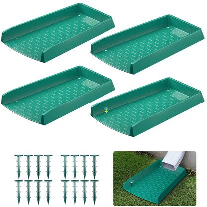 4 Pack Rain Gutter Downspout Extensions, 12” Extra-Wide Gutter Downspout Extensions for Water Drainage, Down Spout Extender, Drain Gutter Guard Diverter, Drainage to Protect House Foundations, Green