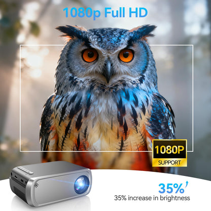 Mini Projector with Wi-Fi 6 and Bluetooth 5.4,Full HD 1080P Portable Projector Electric Focus,Projector for Bedroom Entertainment Smartphone/HDMI/TV Stick/Windows/USB
