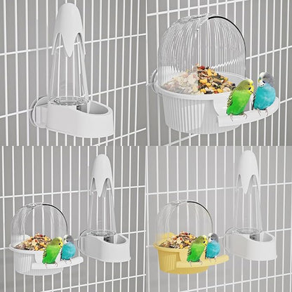 No Mess Bird Feeder Water Dispenser Set, Automatic Hydration, Bird Cage Accessories for Cockatiels Parrots Lovebirds Canarys Finches Budgies and Other Small to Medium Sized Birds (Purple + White)