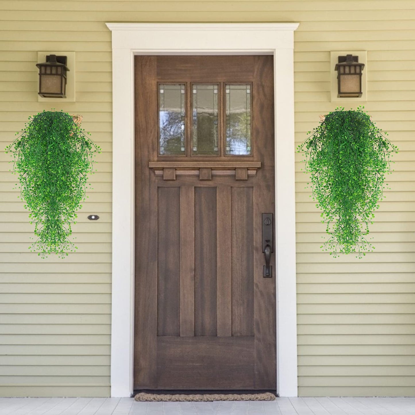 RECUTMS 4Pcs Artificial Hanging Plants Faux Hanging Greenery Ivy Decor Artificial Hanging Vines Plastic Plants for Indoor Outdoor Wall Home Garden Wedding Party Decor(Green 4P)