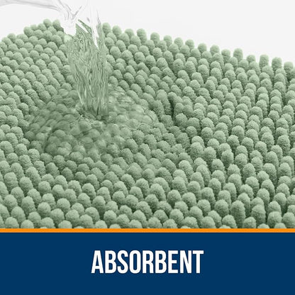 OLANLY Bathroom Rugs 32x20, Extra Soft Absorbent Chenille Bath Rugs, Rubber Backing Quick Dry, Machine Washable Bath Mats for Bathroom Floor, Tub and Shower, Home Decor Accessories, Sage Green