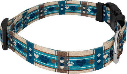 Country Brook Petz - Puppy Picnic Everyday Dog Collar and Leash - Plaid and Argyle Collection Featuring Charming Designs (1 Inch, Large)