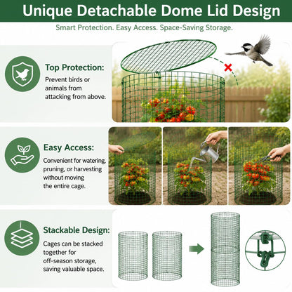 Plant Protectors from Animals 12 x 12 in Metal Chicken Wire Cloche Plant Cages for Outdoor Plants, Garden Fencing Animal Barrier with Detachable Dome Lid, Stakes & Zip Ties (4 Pcs)