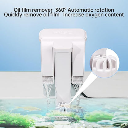 Hang on Aquarium Filter no Priming Required 20-40 Gallon Adjustable Power Fish Tank Filter Multi Layer Filtration System with Remove Oil Film and Double Waterfall for Freshwater Saltwater