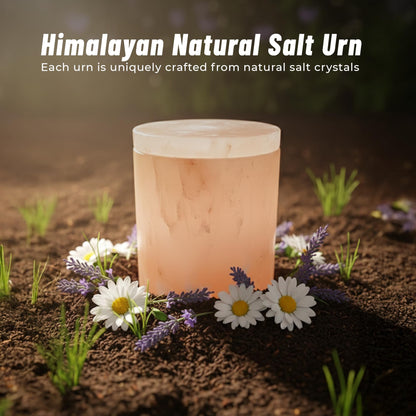 Himalayan Natural Salt Urn- Classical Cylinder Shaped Biodegradable Eco Urn for River or Earth Burial, Adult-Sized Cremation, 10 Inches High, Volume 200 Cubic inches.