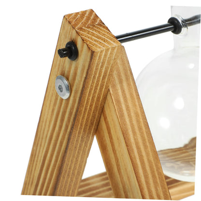 BESPORTBLE Wooden Stand Plant Propagation Glass Vases for Hydroponic Plants Terrarium for Home Decor