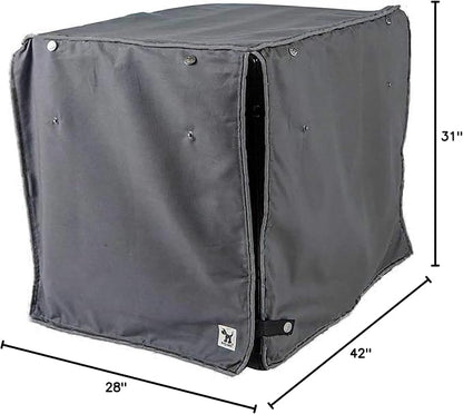 Molly Mutt I'm a Realist Dog Crate Cover, 100% Cotton Canvas Cover with 2 Roll-Up Panels, Ideal for Dog or Cat Crate, Durable, Washable, and Free of Harmful Chemicals, 42" x 28" x 31"